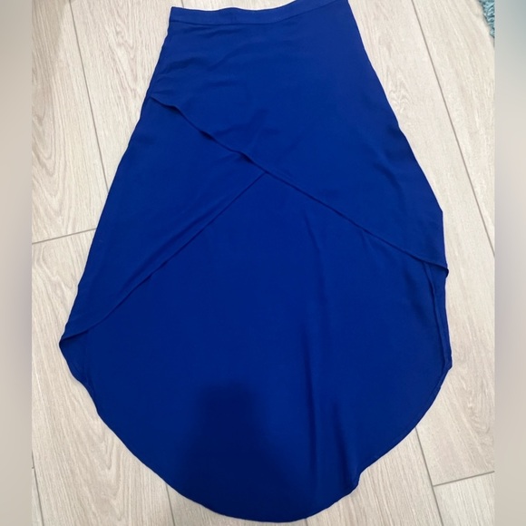 Cobalt Blue High-Low Asymmetrical Wrap Maxi Skirt for Casual Wear - Picture 6 of 9